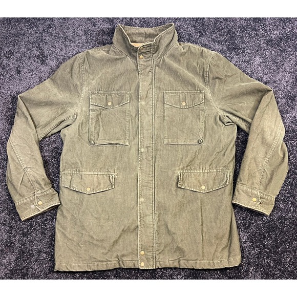 Express XL Corduroy Field Jacket Men's Olive Green Military Style Full Zip - Picture 1 of 8